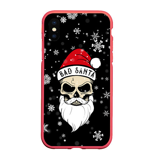 Чехол iPhone XS Max матовый Christmas Bad Santa / 3D-Красный – фото 1