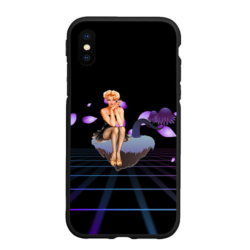 Чехол iPhone XS Max матовый Ретро девушка на острове / 3D-Черный – фото 1