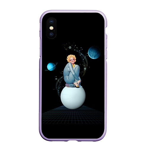 Чехол iPhone XS Max матовый Pinup женщина на Луне / 3D-Светло-сиреневый – фото 1