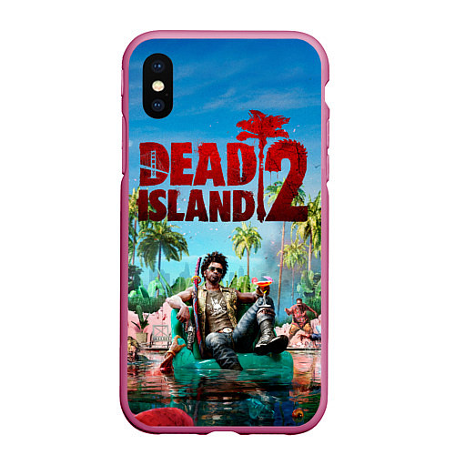 Чехол iPhone XS Max матовый Dead island two / 3D-Малиновый – фото 1