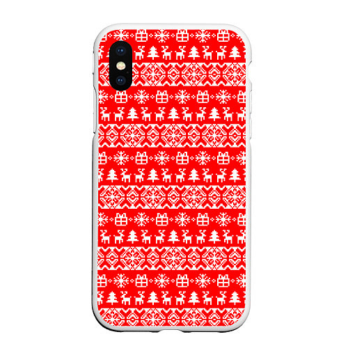 Чехол iPhone XS Max матовый New Years winter pattern / 3D-Белый – фото 1