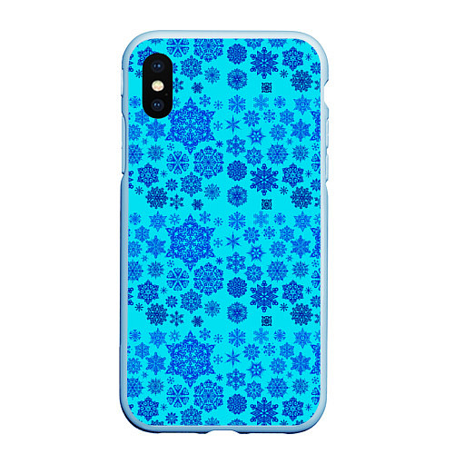 Чехол iPhone XS Max матовый New Year snowflakes / 3D-Голубой – фото 1