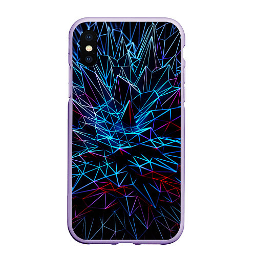 Чехол iPhone XS Max матовый Abstract black crystals / 3D-Светло-сиреневый – фото 1