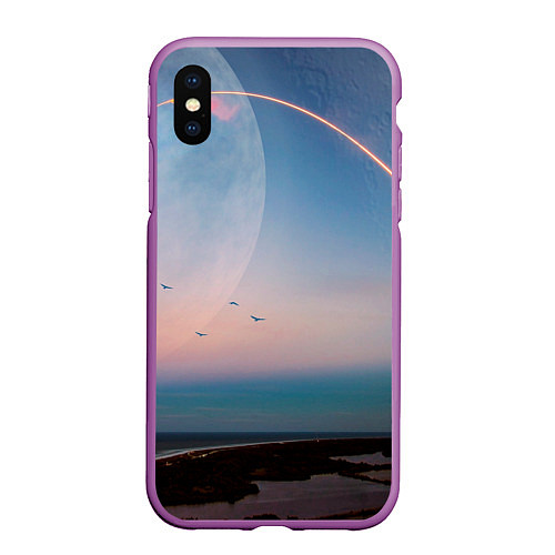 Чехол iPhone XS Max матовый Космос и планeты / 3D-Фиолетовый – фото 1