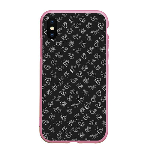 Чехол iPhone XS Max матовый Пошлые кролики / 3D-Розовый – фото 1