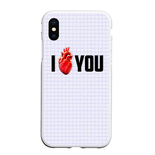Чехол iPhone XS Max матовый I love you - сердце / 3D-Белый – фото 1