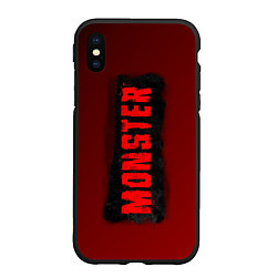 Чехол iPhone XS Max матовый Монстер - надпись, цвет: 3D-черный