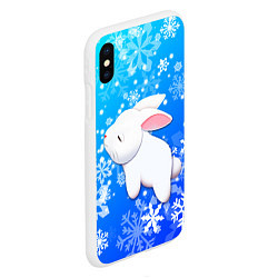 Чехол iPhone XS Max матовый Милый кролик в снежинках, цвет: 3D-белый — фото 2