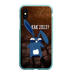 Чехол iPhone XS Max матовый Кролик проспал НГ, цвет: 3D-мятный