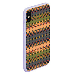 Чехол iPhone XS Max матовый Желто-оливковый полосатый орнамент, цвет: 3D-светло-сиреневый — фото 2