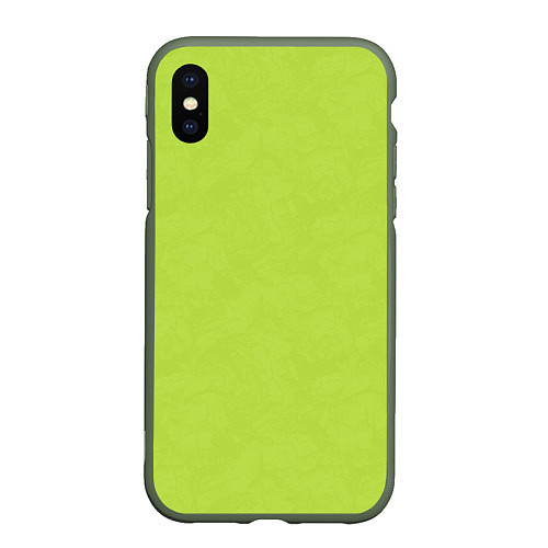 Чехол iPhone XS Max матовый Текстурированный ярко зеленый салатовый / 3D-Темно-зеленый – фото 1