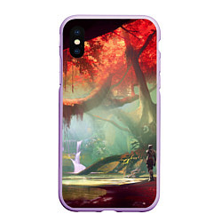 Чехол iPhone XS Max матовый Destiny пейзаж джунглей, цвет: 3D-сиреневый