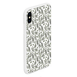 Чехол iPhone XS Max матовый Веточки на белом - паттерн, цвет: 3D-белый — фото 2