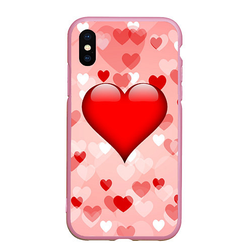 Чехол iPhone XS Max матовый Огромное сердце / 3D-Розовый – фото 1