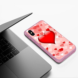 Чехол iPhone XS Max матовый Огромное сердце, цвет: 3D-розовый — фото 2