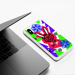 Чехол iPhone XS Max матовый С Новым Годом! Да заяц я, заяц!, цвет: 3D-белый — фото 2