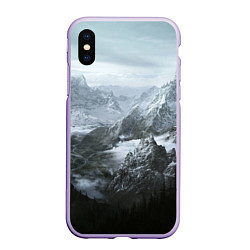Чехол iPhone XS Max матовый Природа Скайрима, цвет: 3D-светло-сиреневый