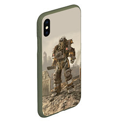Чехол iPhone XS Max матовый Bone raider power armor skin in fallout, цвет: 3D-темно-зеленый — фото 2