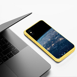 Чехол iPhone XS Max матовый Планета, космос и огни, цвет: 3D-желтый — фото 2