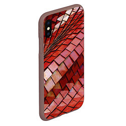 Чехол iPhone XS Max матовый Красный паттерн из металлических блоков, цвет: 3D-коричневый — фото 2