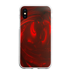 Чехол iPhone XS Max матовый Темно красные волны, цвет: 3D-белый