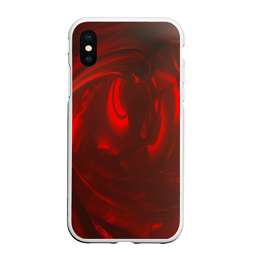 Чехол iPhone XS Max матовый Темно красные волны / 3D-Белый – фото 1