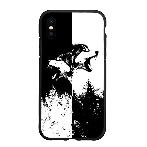 Чехол iPhone XS Max матовый Два волка / 3D-Черный – фото 1