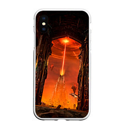 Чехол iPhone XS Max матовый Doom врата ада, цвет: 3D-белый