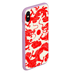 Чехол iPhone XS Max матовый Японские красные драконы, цвет: 3D-сиреневый — фото 2