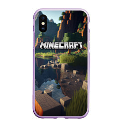 Чехол iPhone XS Max матовый Minecraft real life, цвет: 3D-сиреневый