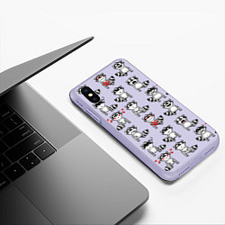 Чехол iPhone XS Max матовый Забавные еноты, цвет: 3D-светло-сиреневый — фото 2