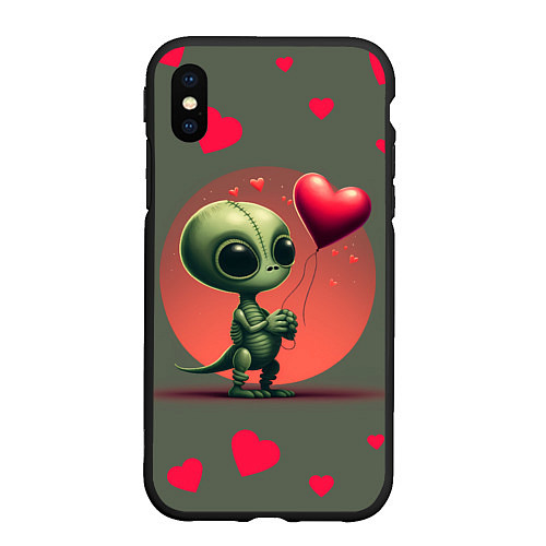 Чехол iPhone XS Max матовый Влюбленный инопланетянин / 3D-Черный – фото 1