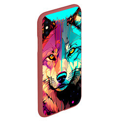 Чехол iPhone XS Max матовый Яркий волк, цвет: 3D-красный — фото 2