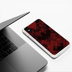 Чехол iPhone XS Max матовый Полосы красные и чёрные, цвет: 3D-белый — фото 2