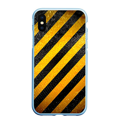 Чехол iPhone XS Max матовый Черно-желтая опасность / 3D-Голубой – фото 1