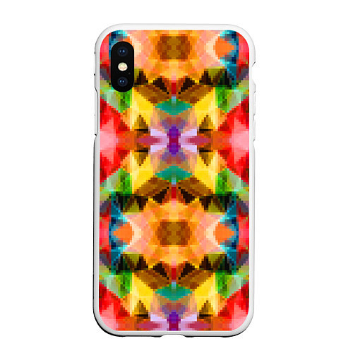 Чехол iPhone XS Max матовый Разноцветный мозаичный пиксельный узор / 3D-Белый – фото 1