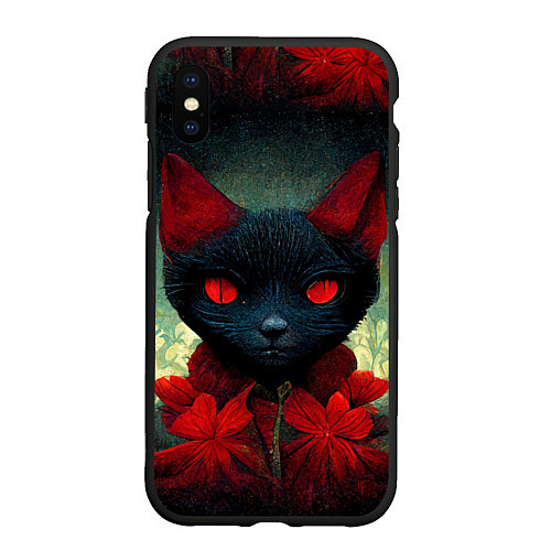 Чехол iPhone XS Max матовый Dark cat / 3D-Черный – фото 1