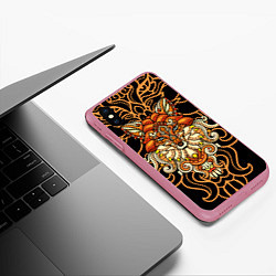 Чехол iPhone XS Max матовый Золотая лиса, цвет: 3D-малиновый — фото 2