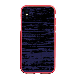 Чехол iPhone XS Max матовый Синие кляксы на чёрном, цвет: 3D-красный