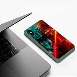 Чехол iPhone XS Max матовый Боец на войне, цвет: 3D-темно-зеленый — фото 2