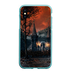 Чехол iPhone XS Max матовый Bloodborne пейзаж, цвет: 3D-мятный