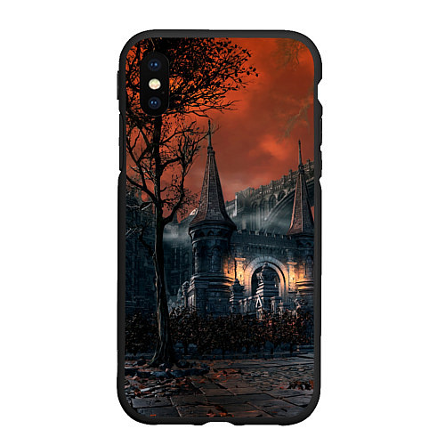 Чехол iPhone XS Max матовый Bloodborne пейзаж / 3D-Черный – фото 1