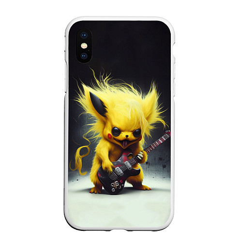 Чехол iPhone XS Max матовый Rocker Pikachu / 3D-Белый – фото 1