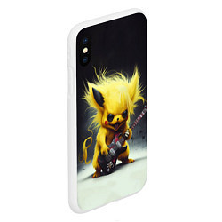 Чехол iPhone XS Max матовый Rocker Pikachu, цвет: 3D-белый — фото 2