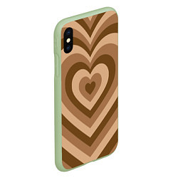 Чехол iPhone XS Max матовый Hearts brown, цвет: 3D-салатовый — фото 2