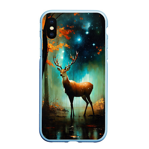 Чехол iPhone XS Max матовый Лесной олень / 3D-Голубой – фото 1
