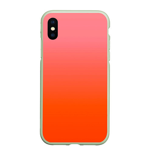 Чехол iPhone XS Max матовый Оранжево-розовый градиент / 3D-Салатовый – фото 1