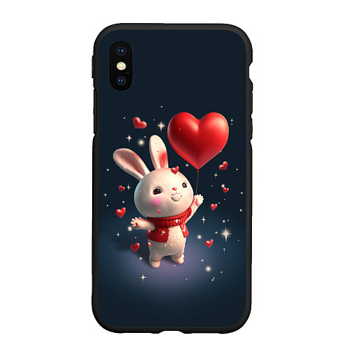 Чехол iPhone XS Max матовый Кролик с шариком / 3D-Черный – фото 1