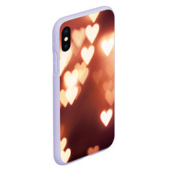 Чехол iPhone XS Max матовый Летящие сердечки, цвет: 3D-светло-сиреневый — фото 2