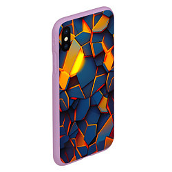 Чехол iPhone XS Max матовый Плитки со свечением, цвет: 3D-сиреневый — фото 2